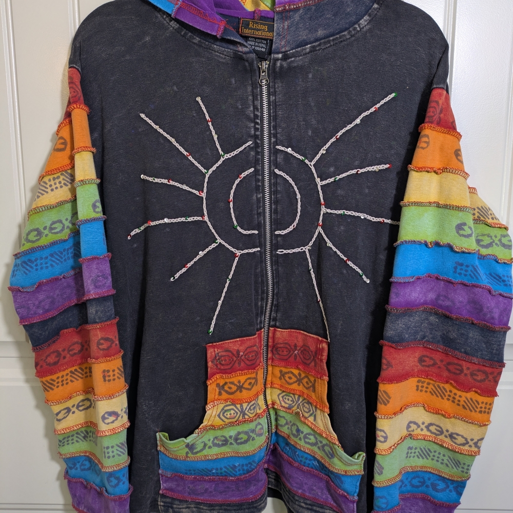 Rising International Multicolor Patchwork Full Zi… - image 1